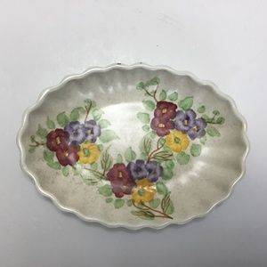 c1930 Art Deco Radford England Hand Painted Pansy Daisy Oval Dish